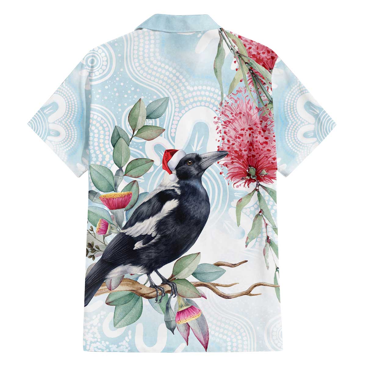 Australia Magpie Christmas Family Matching Off The Shoulder Long Sleeve Dress and Hawaiian Shirt Eucalyptus Aboriginal Watercolor Stylized - Aussie Hoodie