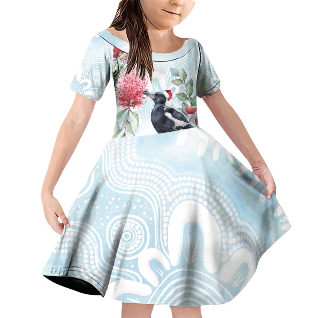 Australia Magpie Christmas Family Matching Off Shoulder Short Dress and Hawaiian Shirt Eucalyptus Aboriginal Watercolor Stylized - Aussie Hoodie