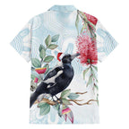 Australia Magpie Christmas Family Matching Off Shoulder Short Dress and Hawaiian Shirt Eucalyptus Aboriginal Watercolor Stylized - Aussie Hoodie