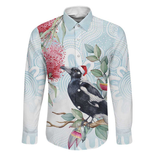 Australia Magpie Christmas Family Matching Off Shoulder Short Dress and Hawaiian Shirt Eucalyptus Aboriginal Watercolor Stylized - Aussie Hoodie