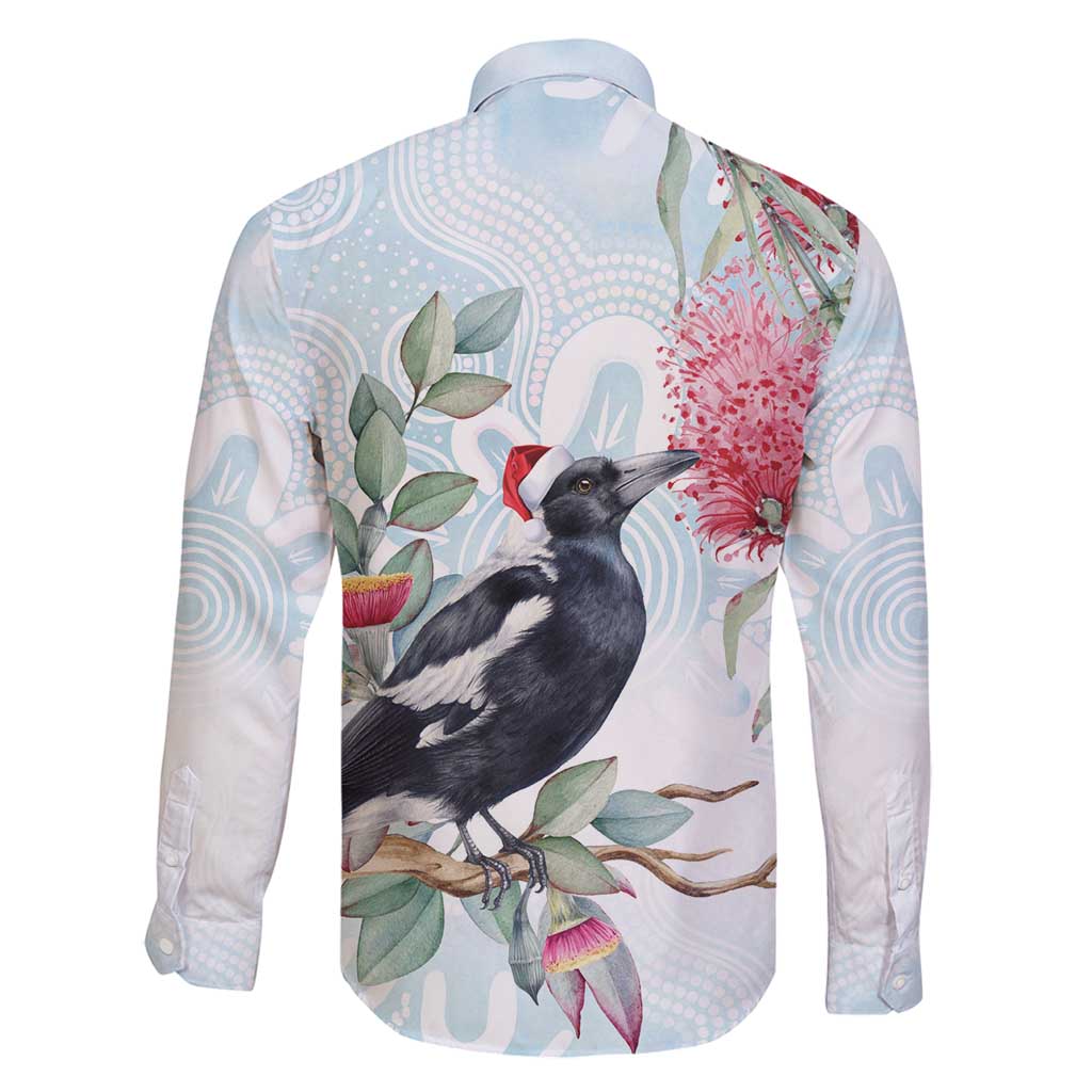 Australia Magpie Christmas Family Matching Off Shoulder Short Dress and Hawaiian Shirt Eucalyptus Aboriginal Watercolor Stylized - Aussie Hoodie