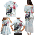 Australia Magpie Christmas Family Matching Puletasi and Hawaiian Shirt Eucalyptus Aboriginal Watercolor Stylized - Aussie Hoodie