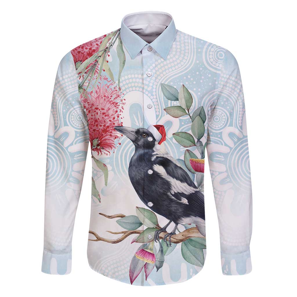 Australia Magpie Christmas Family Matching Summer Maxi Dress and Hawaiian Shirt Eucalyptus Aboriginal Watercolor Stylized - Aussie Hoodie