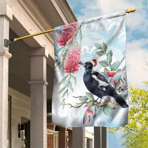 Australia Magpie Christmas Garden Flag Eucalyptus Aboriginal Watercolor Stylized - Aussie Hoodie
