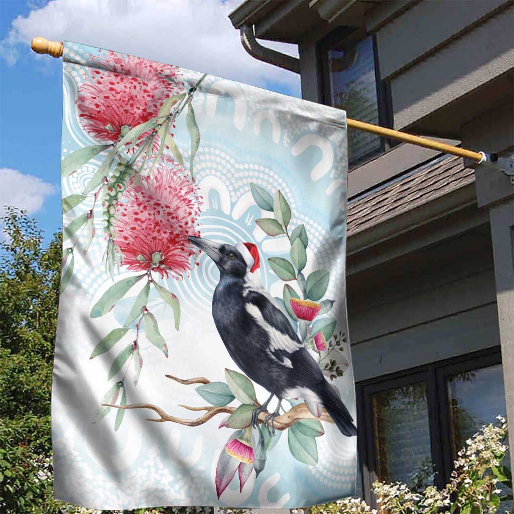 Australia Magpie Christmas Garden Flag Eucalyptus Aboriginal Watercolor Stylized - Aussie Hoodie