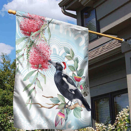 Australia Magpie Christmas Garden Flag Eucalyptus Aboriginal Watercolor Stylized - Aussie Hoodie