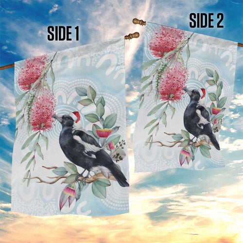 Australia Magpie Christmas Garden Flag Eucalyptus Aboriginal Watercolor Stylized - Aussie Hoodie