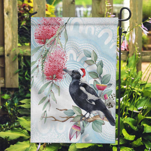 Australia Magpie Christmas Garden Flag Eucalyptus Aboriginal Watercolor Stylized - Aussie Hoodie