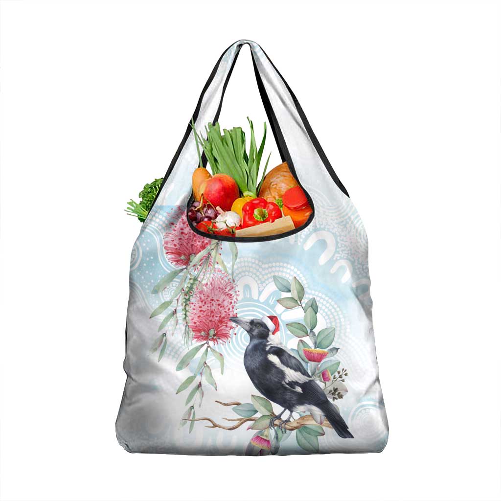 Australia Magpie Christmas Grocery Bag Eucalyptus Aboriginal Watercolor Stylized - Aussie Hoodie