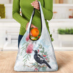 Australia Magpie Christmas Grocery Bag Eucalyptus Aboriginal Watercolor Stylized - Aussie Hoodie