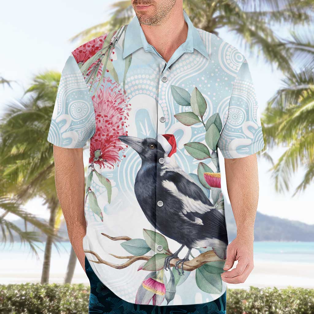 Australia Magpie Christmas Hawaiian Shirt Eucalyptus Aboriginal Watercolor Stylized - Aussie Hoodie