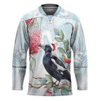 Australia Magpie Christmas Hockey Jersey Eucalyptus Aboriginal Watercolor Stylized - Aussie Hoodie