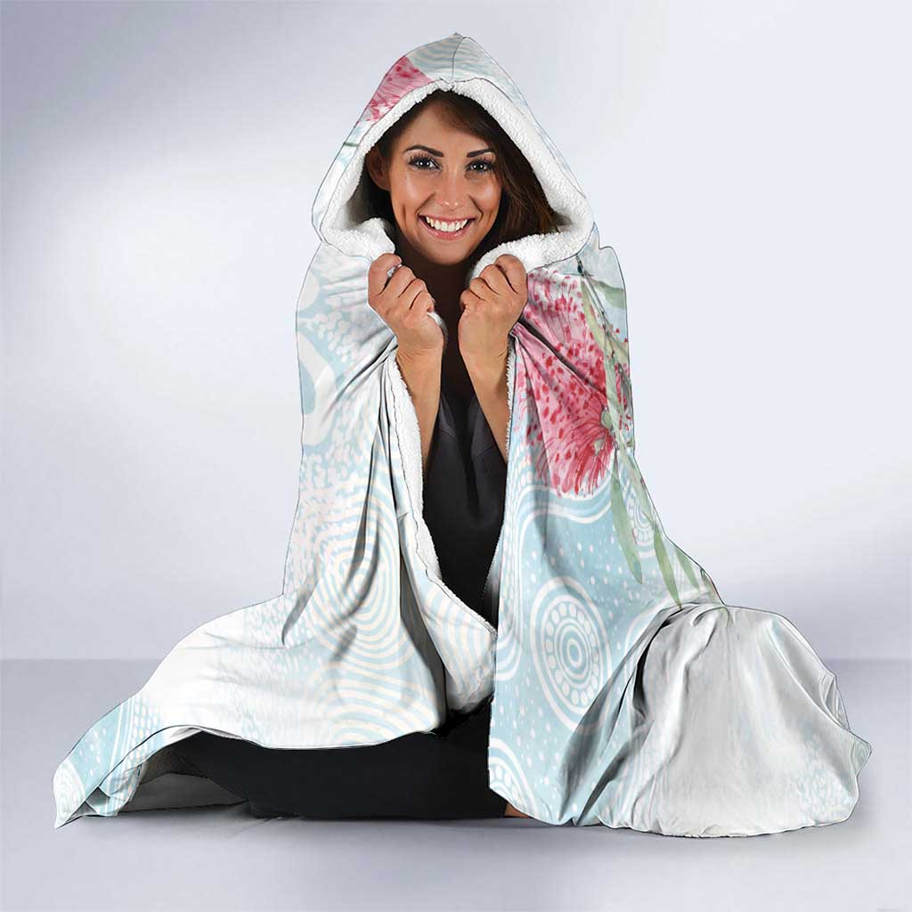 Australia Magpie Christmas Hooded Blanket Eucalyptus Aboriginal Watercolor Stylized - Aussie Hoodie