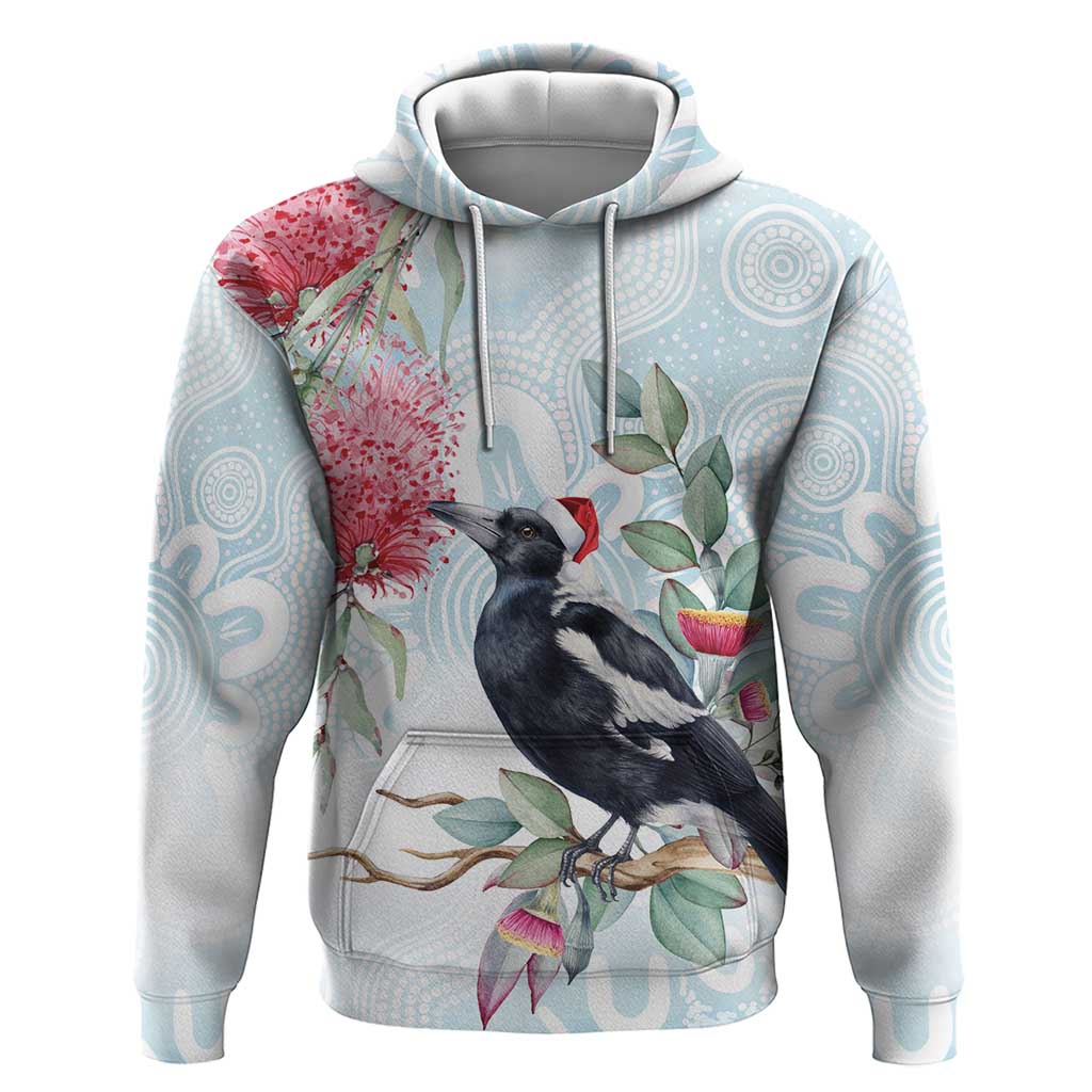 Australia Magpie Christmas Hoodie Eucalyptus Aboriginal Watercolor Stylized - Aussie Hoodie