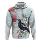 Australia Magpie Christmas Hoodie Eucalyptus Aboriginal Watercolor Stylized - Aussie Hoodie