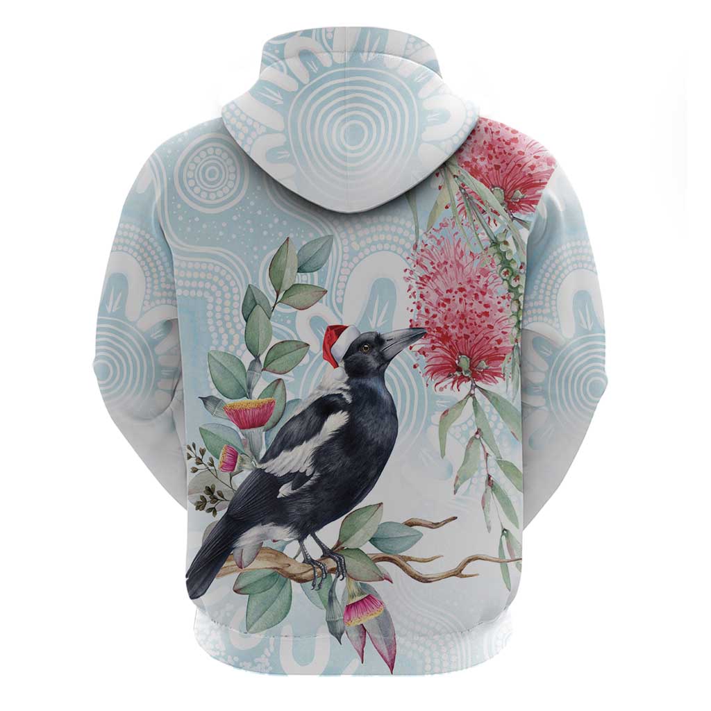 Australia Magpie Christmas Hoodie Eucalyptus Aboriginal Watercolor Stylized - Aussie Hoodie