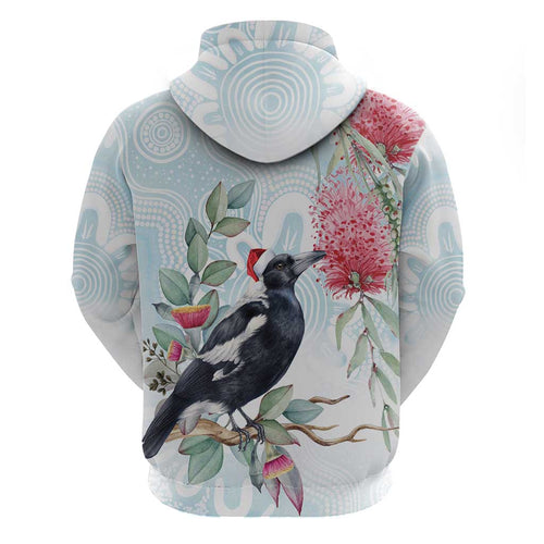 Australia Magpie Christmas Hoodie Eucalyptus Aboriginal Watercolor Stylized - Aussie Hoodie