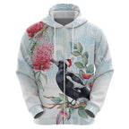 Australia Magpie Christmas Hoodie Eucalyptus Aboriginal Watercolor Stylized - Aussie Hoodie