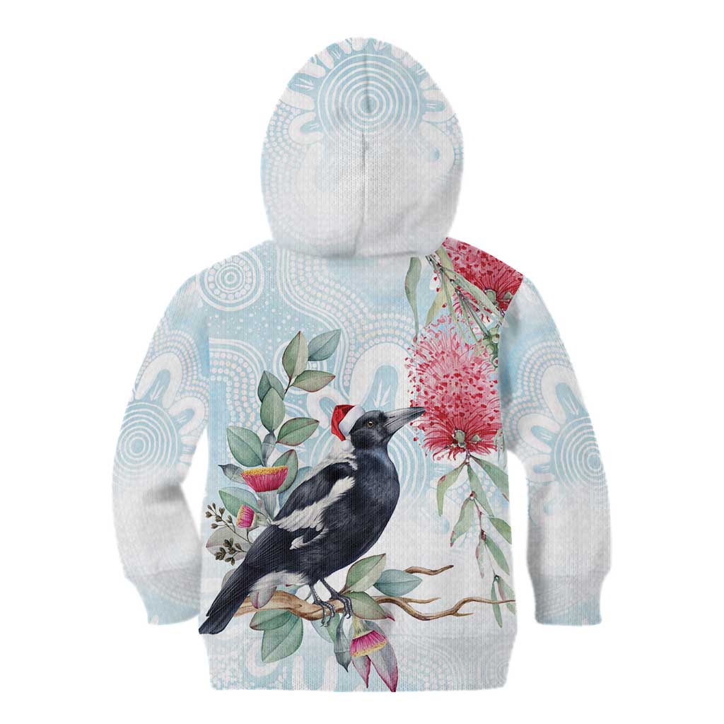 Australia Magpie Christmas Kid Hoodie Eucalyptus Aboriginal Watercolor Stylized - Aussie Hoodie