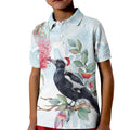 Australia Magpie Christmas Kid Polo Shirt Eucalyptus Aboriginal Watercolor Stylized - Aussie Hoodie