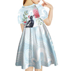 Australia Magpie Christmas Kid Short Sleeve Dress Eucalyptus Aboriginal Watercolor Stylized - Aussie Hoodie