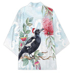 Australia Magpie Christmas Kimono Eucalyptus Aboriginal Watercolor Stylized - Aussie Hoodie
