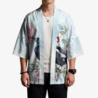 Australia Magpie Christmas Kimono Eucalyptus Aboriginal Watercolor Stylized - Aussie Hoodie