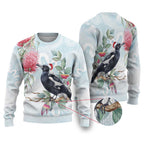 Australia Magpie Christmas Ugly Christmas Sweater Eucalyptus Aboriginal Watercolor Stylized - Aussie Hoodie