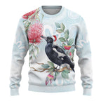 Australia Magpie Christmas Ugly Christmas Sweater Eucalyptus Aboriginal Watercolor Stylized - Aussie Hoodie