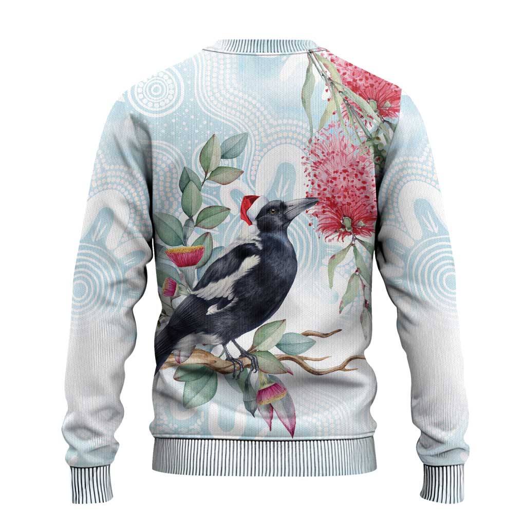 Australia Magpie Christmas Ugly Christmas Sweater Eucalyptus Aboriginal Watercolor Stylized - Aussie Hoodie