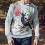 Australia Magpie Christmas Ugly Christmas Sweater Eucalyptus Aboriginal Watercolor Stylized - Aussie Hoodie
