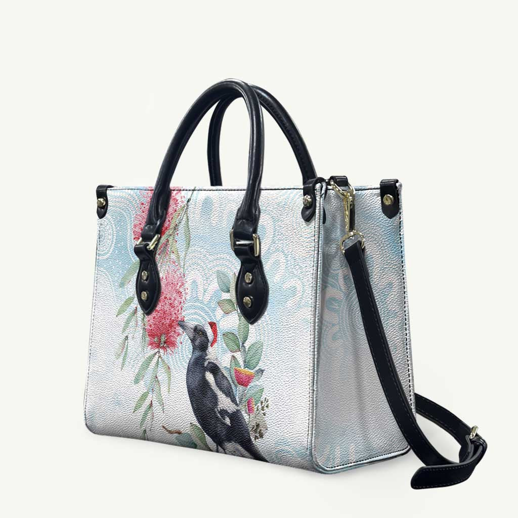 Australia Magpie Christmas Leather Bag Eucalyptus Aboriginal Watercolor Stylized - Aussie Hoodie