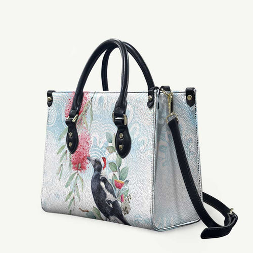 Australia Magpie Christmas Leather Bag Eucalyptus Aboriginal Watercolor Stylized - Aussie Hoodie
