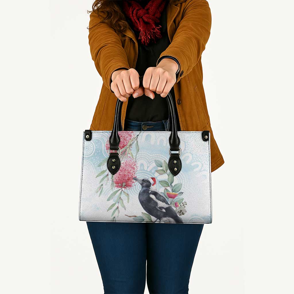 Australia Magpie Christmas Leather Bag Eucalyptus Aboriginal Watercolor Stylized - Aussie Hoodie
