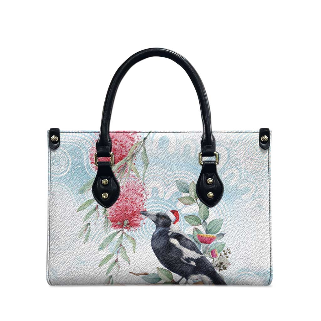 Australia Magpie Christmas Leather Bag Eucalyptus Aboriginal Watercolor Stylized - Aussie Hoodie
