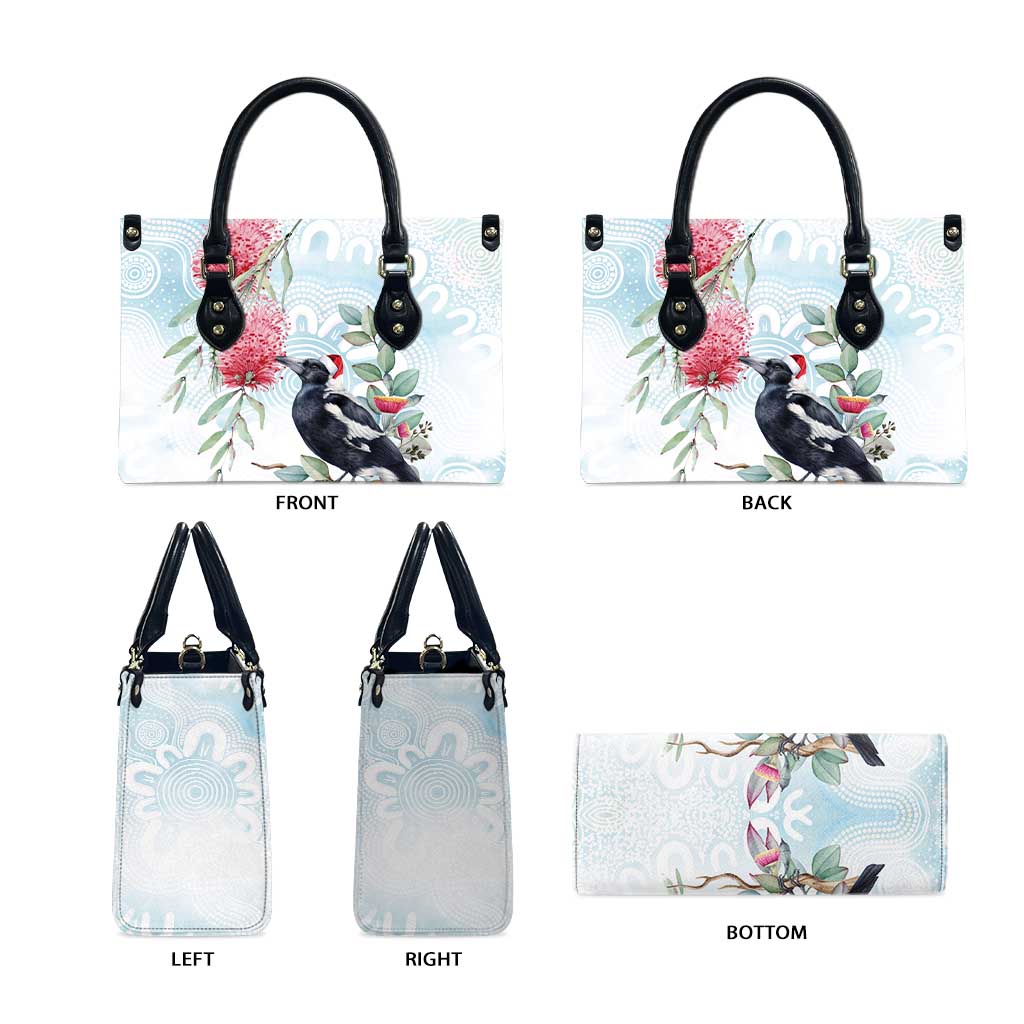 Australia Magpie Christmas Leather Bag Eucalyptus Aboriginal Watercolor Stylized - Aussie Hoodie