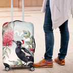 Australia Magpie Christmas Luggage Cover Eucalyptus Aboriginal Watercolor Stylized - Aussie Hoodie
