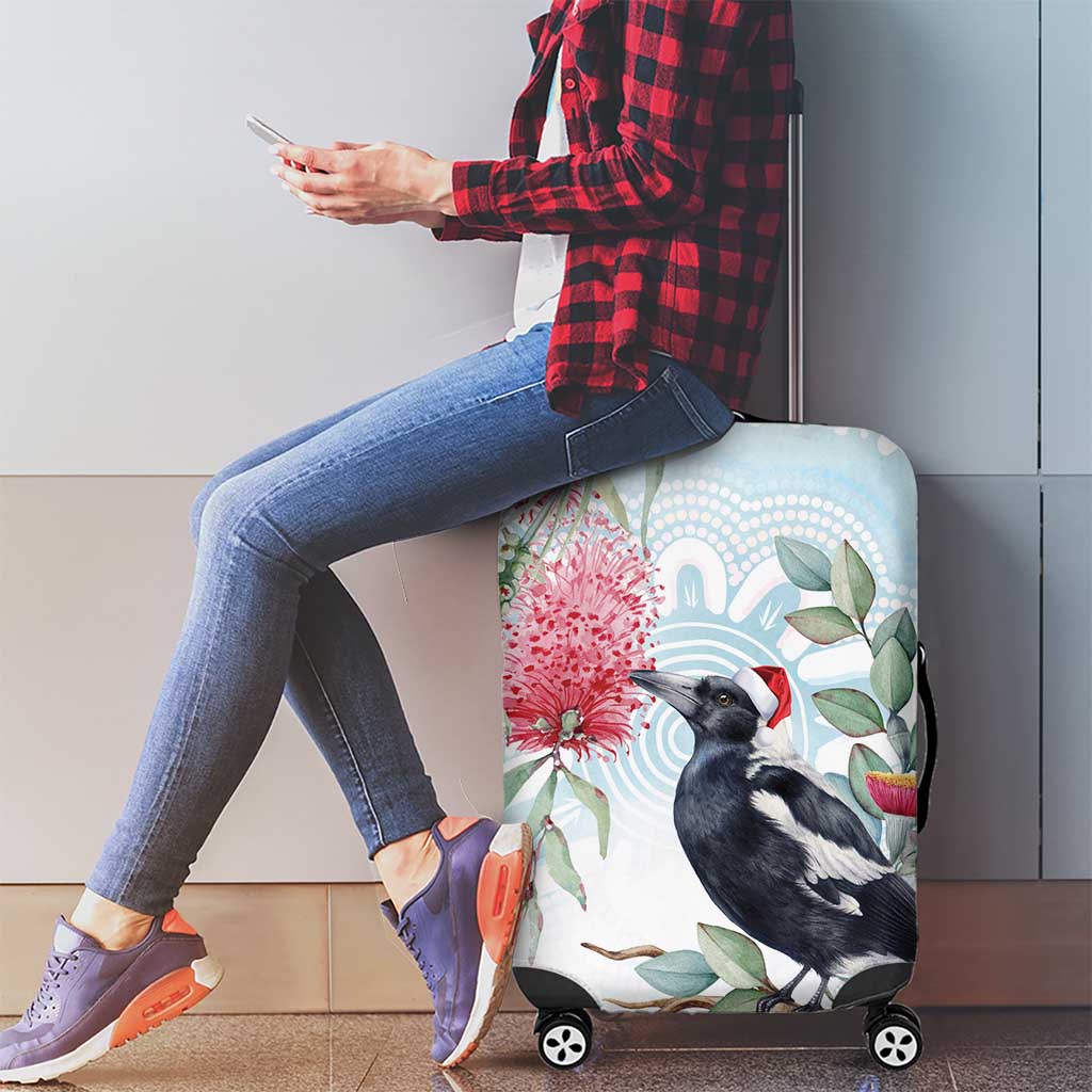 Australia Magpie Christmas Luggage Cover Eucalyptus Aboriginal Watercolor Stylized - Aussie Hoodie