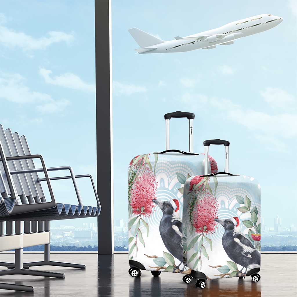 Australia Magpie Christmas Luggage Cover Eucalyptus Aboriginal Watercolor Stylized - Aussie Hoodie