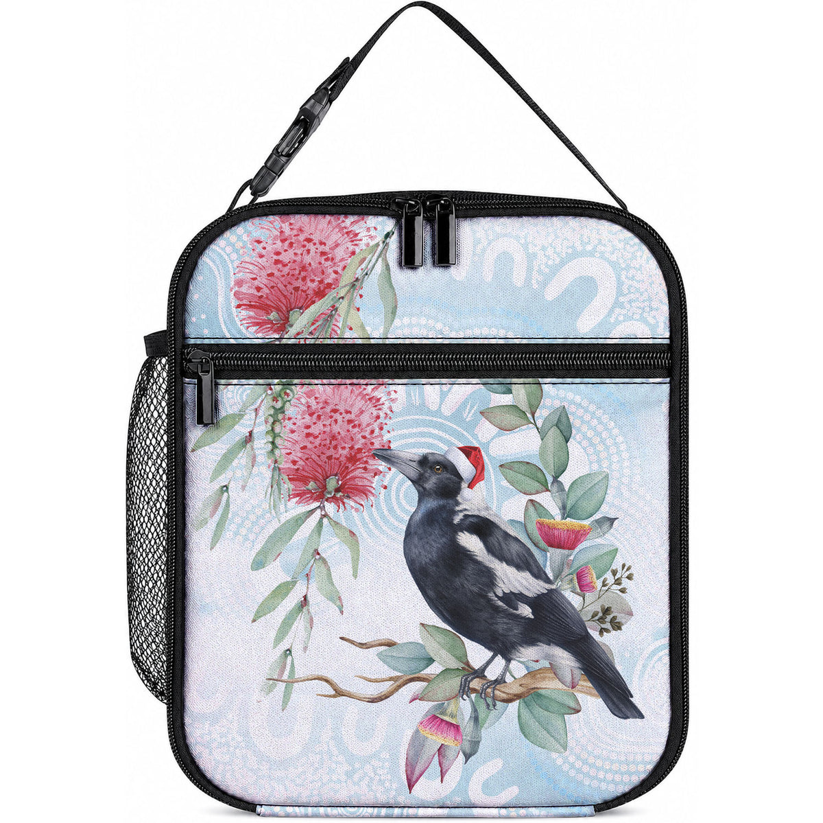 Australia Magpie Christmas Lunch Bag Eucalyptus Aboriginal Watercolor Stylized