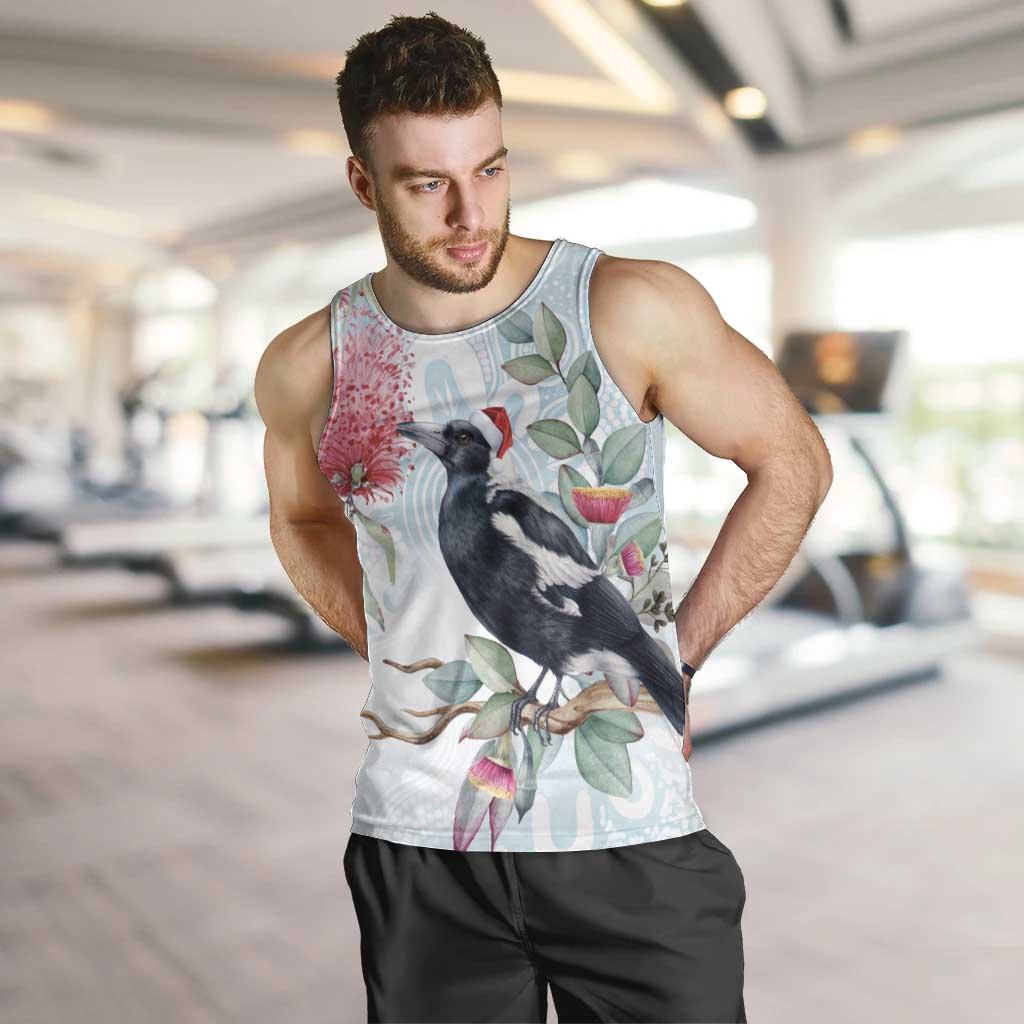 Australia Magpie Christmas Men Tank Top Eucalyptus Aboriginal Watercolor Stylized - Aussie Hoodie
