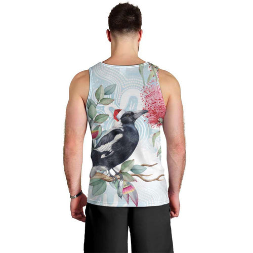 Australia Magpie Christmas Men Tank Top Eucalyptus Aboriginal Watercolor Stylized - Aussie Hoodie