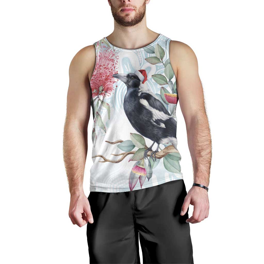 Australia Magpie Christmas Men Tank Top Eucalyptus Aboriginal Watercolor Stylized - Aussie Hoodie
