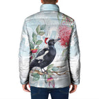 Australia Magpie Christmas Padded Jacket Eucalyptus Aboriginal Watercolor Stylized - Aussie Hoodie