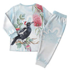 Australia Magpie Christmas Pajama Set Eucalyptus Aboriginal Watercolor Stylized - Aussie Hoodie