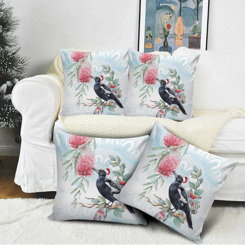 Australia Magpie Christmas Pillow Cover Eucalyptus Aboriginal Watercolor Stylized - Aussie Hoodie