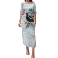 Australia Magpie Christmas Puletasi Eucalyptus Aboriginal Watercolor Stylized - Aussie Hoodie