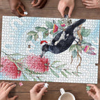 Australia Magpie Christmas Puzzle Eucalyptus Aboriginal Watercolor Stylized - Aussie Hoodie