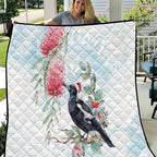 Australia Magpie Christmas Quilt Eucalyptus Aboriginal Watercolor Stylized - Aussie Hoodie
