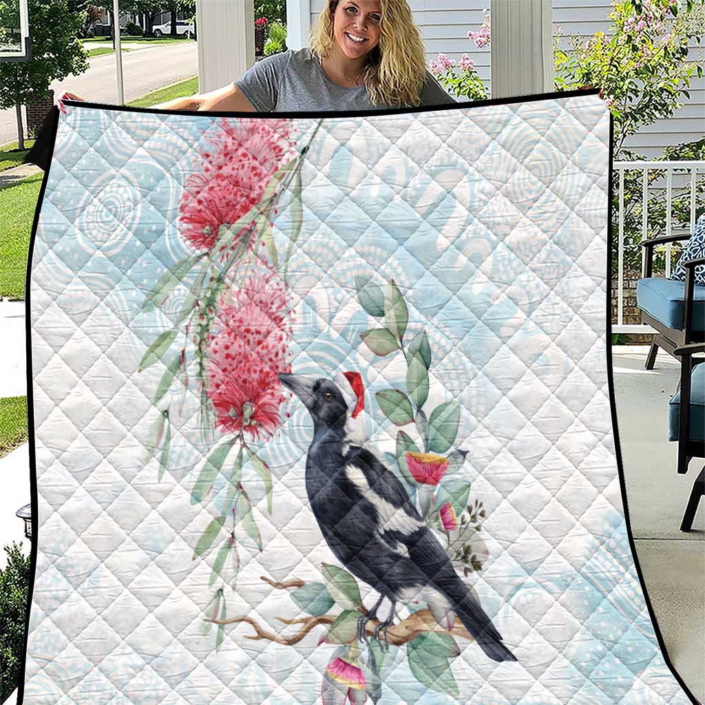 Australia Magpie Christmas Quilt Eucalyptus Aboriginal Watercolor Stylized - Aussie Hoodie